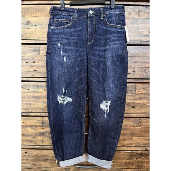 ANTHROPOLOGIE PILCRO The Bow Boyfriend Jeans Dark Distressed Denim SZ 26 NWT - Picture 3 of 16